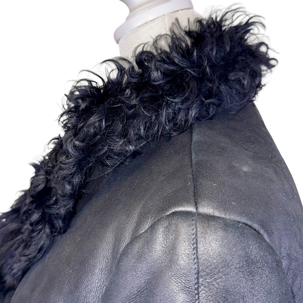 ROBERTO CAVALLI EXTRA LONG SHEARLING COAT IN BLACK - Picture 7 of 15